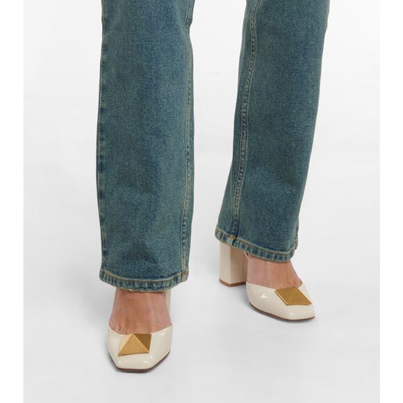 VALENTINO GARAVANI White Patent Leather One Stud 90 Pump Heels Size 41.5 US 11.5 - Picture 1 of 10